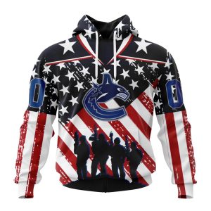 Custom NHL Vancouver Canucks Specialized Kits For Honor US's Military Unisex Pullover Hoodie