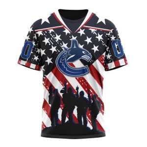Custom NHL Vancouver Canucks Specialized Kits For Honor US's Military Unisex Tshirt TS3899
