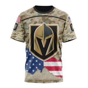 Custom NHL Vegas Golden Knights Specialized Kits For United State With Camo Color Unisex Tshirt TS3905