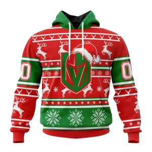 Custom NHL Vegas Golden Knights Specialized Unisex Christmas Is Coming Santa Claus Unisex Pullover Hoodie