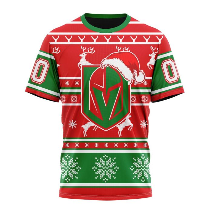 Custom NHL Vegas Golden Knights Specialized Unisex Christmas Is Coming Santa Claus Unisex Tshirt TS3907