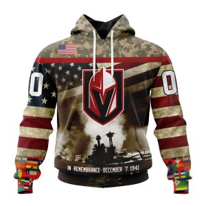 Custom NHL Vegas Golden Knights Specialized Unisex Kits Remember Pearl Harbor Unisex Pullover Hoodie