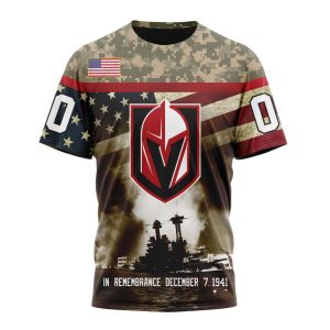 Custom NHL Vegas Golden Knights Specialized Unisex Kits Remember Pearl Harbor Unisex Tshirt TS3908