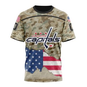 Custom NHL Washington Capitals Specialized Kits For United State With Camo Color Unisex Tshirt TS3912
