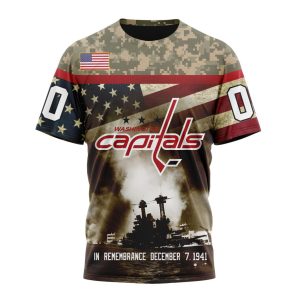 Custom NHL Washington Capitals Specialized Unisex Kits Remember Pearl Harbor Unisex Tshirt TS3915