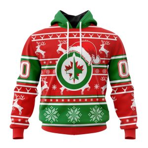 Custom NHL Winnipeg Jets Specialized Unisex Christmas Is Coming Santa Claus Unisex Pullover Hoodie