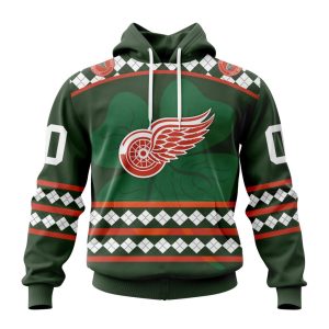 Customized Detroit Red Wings Shamrock Kits Hockey Celebrate St Patrick's Day Unisex Pullover Hoodie