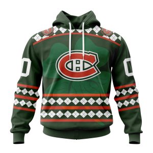 Customized Montreal Canadiens Green Shamrock Celebrate St Patrick's Day Unisex Pullover Hoodie
