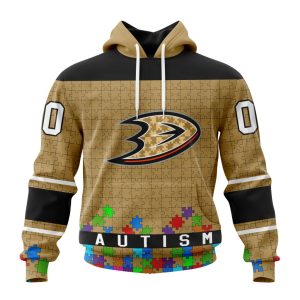 Customized NHL Anaheim Ducks Hockey Fights Against Autism Unisex Pullover Hoodie