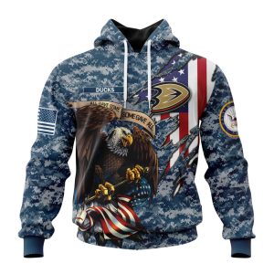 Customized NHL Anaheim Ducks Honor US Navy Veterans Unisex Pullover Hoodie