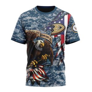 Customized NHL Anaheim Ducks Honor US Navy Veterans Unisex Tshirt TS3943