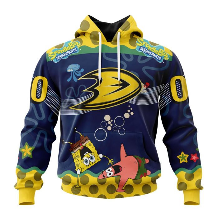 Customized NHL Anaheim Ducks Specialized Jersey With SpongeBob Unisex Pullover Hoodie