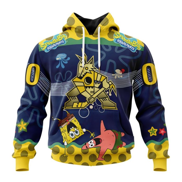 Customized NHL Arizona Coyotes Specialized Jersey With SpongeBob Unisex Pullover Hoodie