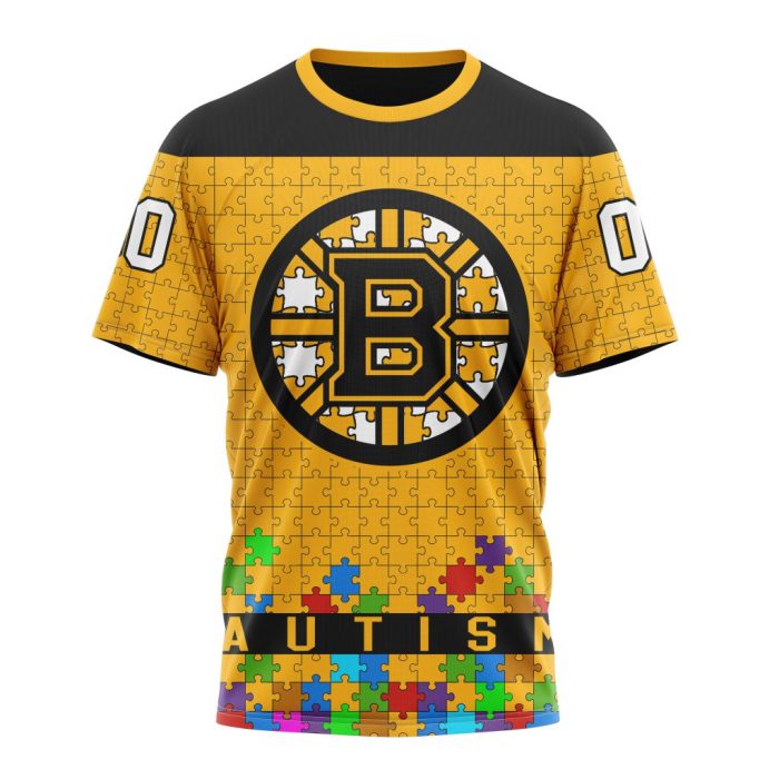 Customized NHL Boston Bruins Hockey Fights Against Autism Unisex Tshirt TS3968