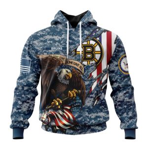 Customized NHL Boston Bruins Honor US Navy Veterans Unisex Pullover Hoodie