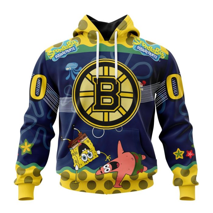 Customized NHL Boston Bruins Specialized Jersey With SpongeBob Unisex Pullover Hoodie