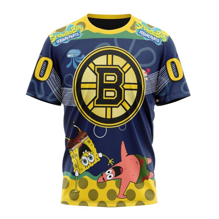 Customized NHL Boston Bruins Specialized Jersey With SpongeBob Unisex Tshirt TS3978