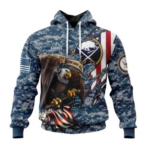 Customized NHL Buffalo Sabres Honor US Navy Veterans Unisex Pullover Hoodie