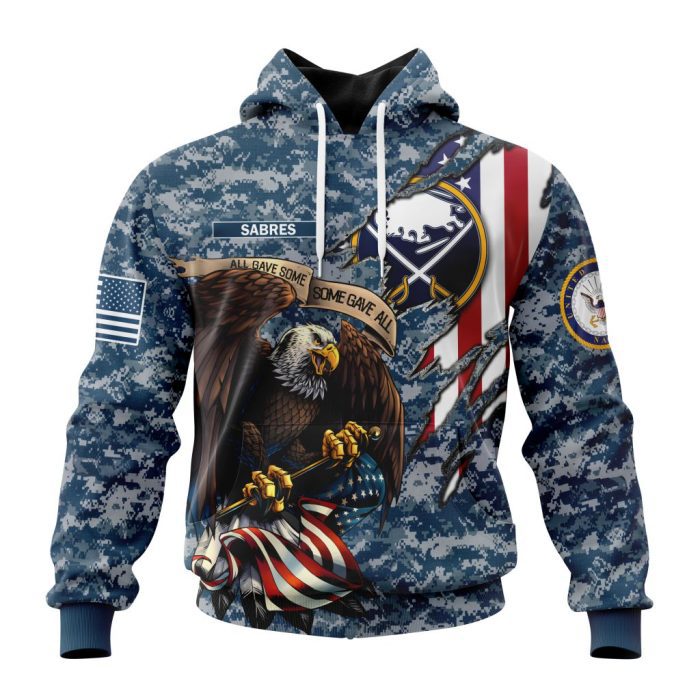 Customized NHL Buffalo Sabres Honor US Navy Veterans Unisex Pullover Hoodie