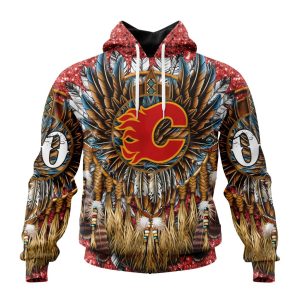 Customized NHL Calgary Flames Special Native Costume Design Unisex Pullover Hoodie