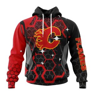 Customized NHL Calgary Flames Specialized Design With MotoCross Style Unisex Pullover Hoodie