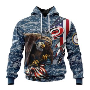 Customized NHL Carolina Hurricanes Honor US Navy Veterans Unisex Pullover Hoodie