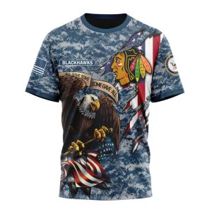 Customized NHL Chicago Blackhawks Honor US Navy Veterans Unisex Tshirt TS4020