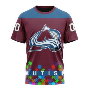 Customized NHL Colorado Avalanche Hockey Fights Against Autism Unisex Tshirt TS4032