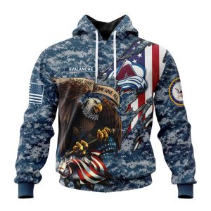 Customized NHL Colorado Avalanche Honor US Navy Veterans Unisex Pullover Hoodie