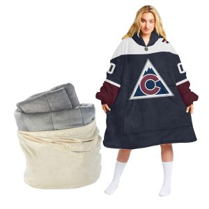 Customized NHL Colorado Avalanche Retro Reverse Oodie Blanket Hoodie Wearable Blanket