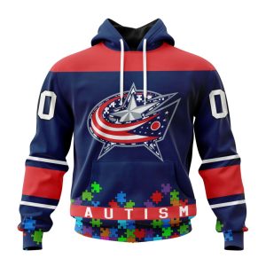 Customized NHL Columbus Blue Jackets Hockey Fights Against Autism Unisex Pullover Hoodie