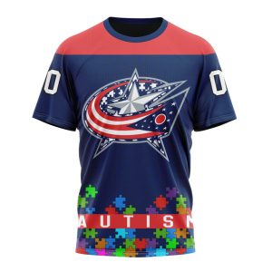 Customized NHL Columbus Blue Jackets Hockey Fights Against Autism Unisex Tshirt TS4045