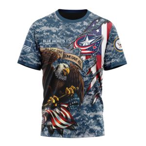 Customized NHL Columbus Blue Jackets Honor US Navy Veterans Unisex Tshirt TS4046