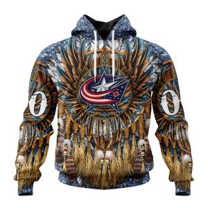 Customized NHL Columbus Blue Jackets Special Native Costume Design Unisex Pullover Hoodie