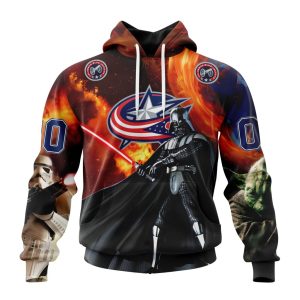 Customized NHL Columbus Blue Jackets Specialized Darth Vader Star Wars Unisex Pullover Hoodie