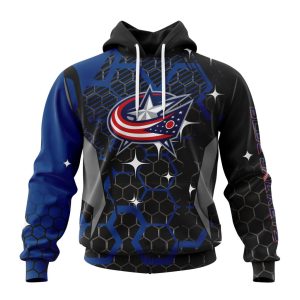 Customized NHL Columbus Blue Jackets Specialized Design With MotoCross Style Unisex Pullover Hoodie