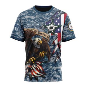 Customized NHL Dallas Stars Honor US Navy Veterans Unisex Tshirt TS4059