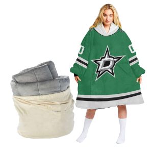 Customized NHL Dallas Stars Retro Reverse Oodie Blanket Hoodie Wearable Blanket