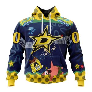 Customized NHL Dallas Stars Specialized Jersey With SpongeBob Unisex Pullover Hoodie