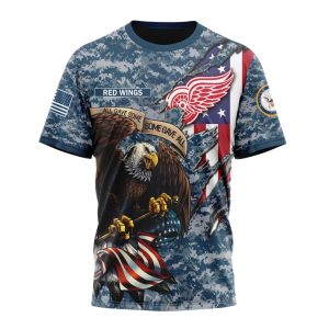 Customized NHL Detroit Red Wings Honor US Navy Veterans Unisex Tshirt TS4072