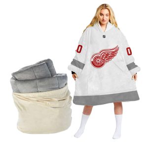 Customized NHL Detroit Red Wings Retro Classic Oodie Blanket Hoodie Wearable Blanket