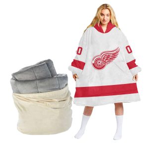 Customized NHL Detroit Red Wings Retro Reverse Oodie Blanket Hoodie Wearable Blanket