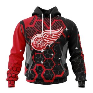Customized NHL Detroit Red Wings Specialized Design With MotoCross Style Unisex Pullover Hoodie