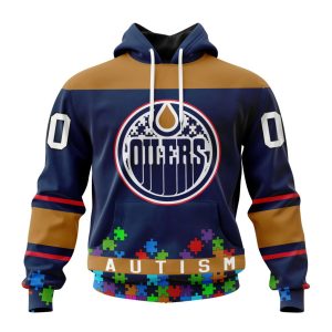 Customized NHL Edmonton Oilers Hockey Fights Against Autism Unisex Pullover Hoodie