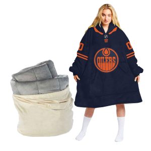 Customized NHL Edmonton Oilers Retro Classic Oodie Blanket Hoodie Wearable Blanket