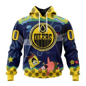 Customized NHL Edmonton Oilers Specialized Jersey With SpongeBob Unisex Pullover Hoodie