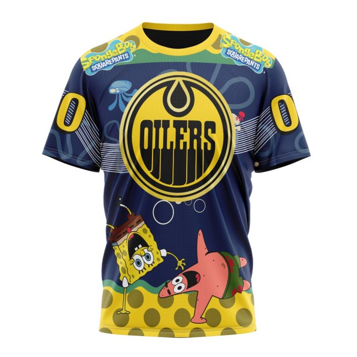 Customized NHL Edmonton Oilers Specialized Jersey With SpongeBob Unisex Tshirt TS4093