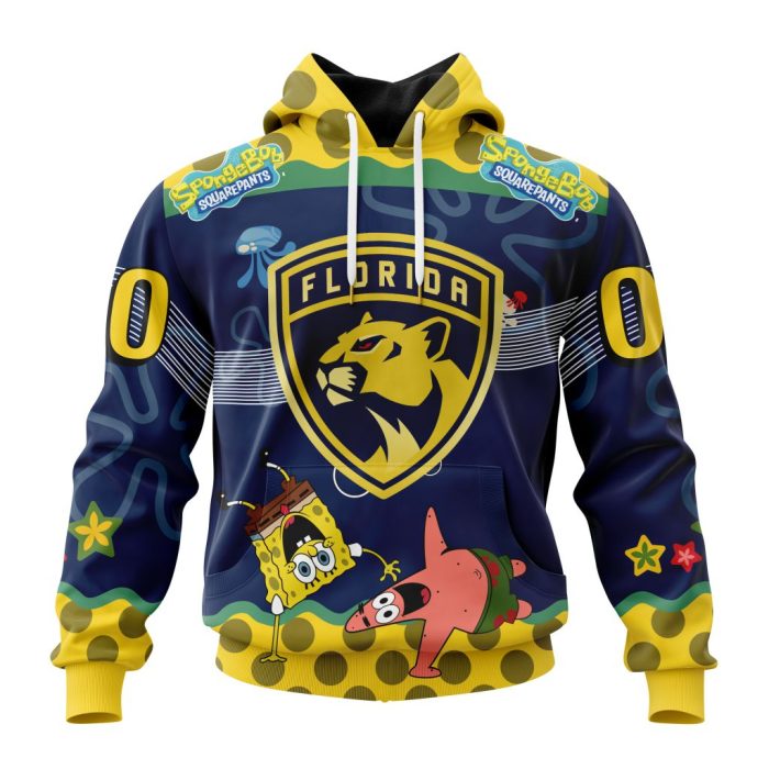 Customized NHL Florida Panthers Specialized Jersey With SpongeBob Unisex Pullover Hoodie