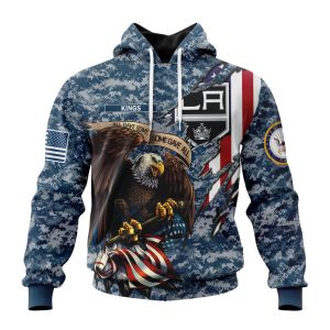 Customized NHL Los Angeles Kings Honor US Navy Veterans Unisex Pullover Hoodie