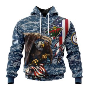 Customized NHL Minnesota Wild Honor US Navy Veterans Unisex Pullover Hoodie